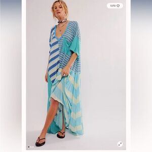 Free People Shellyanne Striped Tee T Shirt Slouchy Maxi Dress.